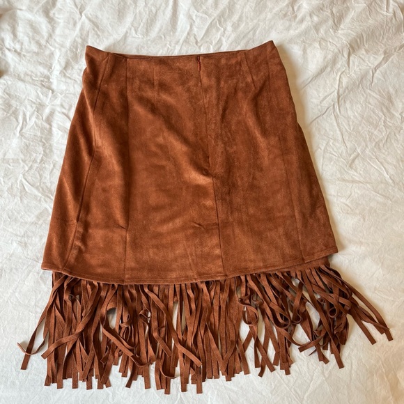 Blu Pepper Faux Suede Fringe Skirt - Picture 2 of 3